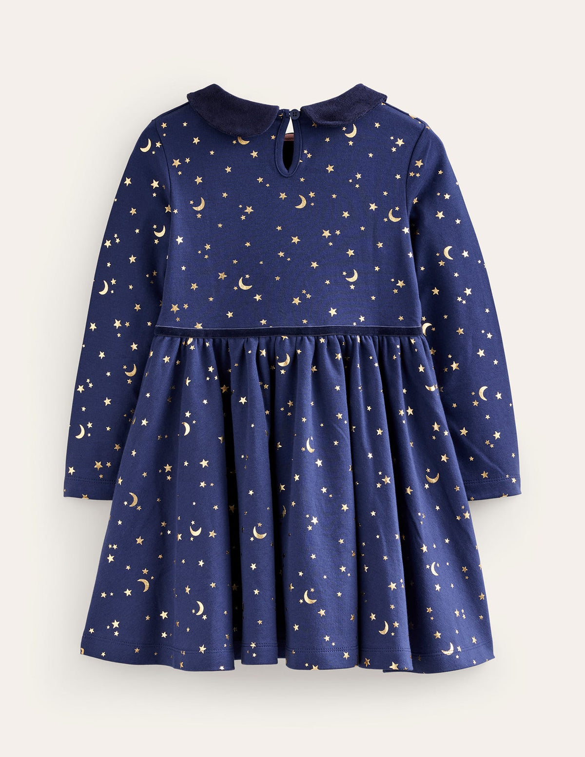 Kleid mit Kragen zum Herumwirbeln-Schuluniform-Marineblau Goldfolien-Sterne - Image 2