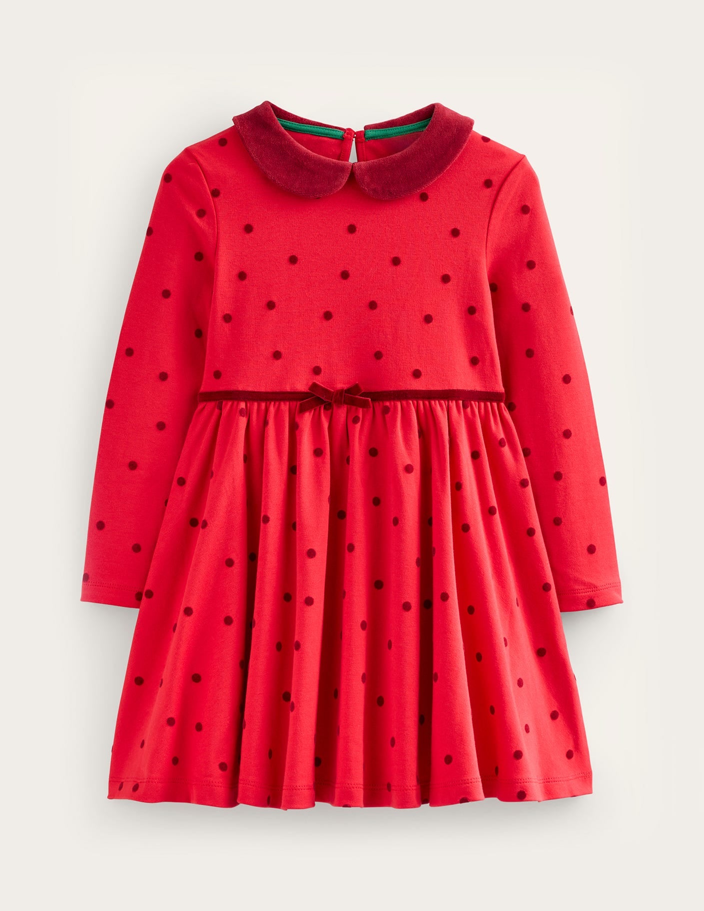 Collared Twirly Dress-Rockabilly Red Confetti Spot-1