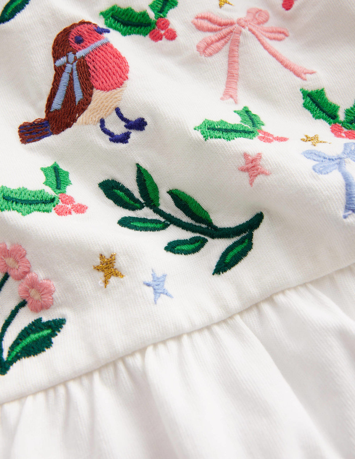 Embroidered Jersey Top-Ivory Festive - Image 3