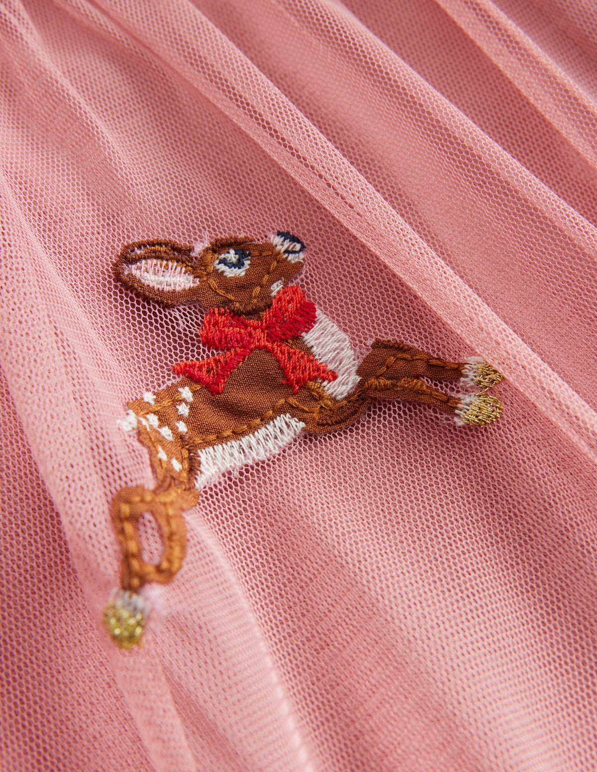 T-Shirt mit Tüll und Applikation-Mandelrosa Rentiere-3