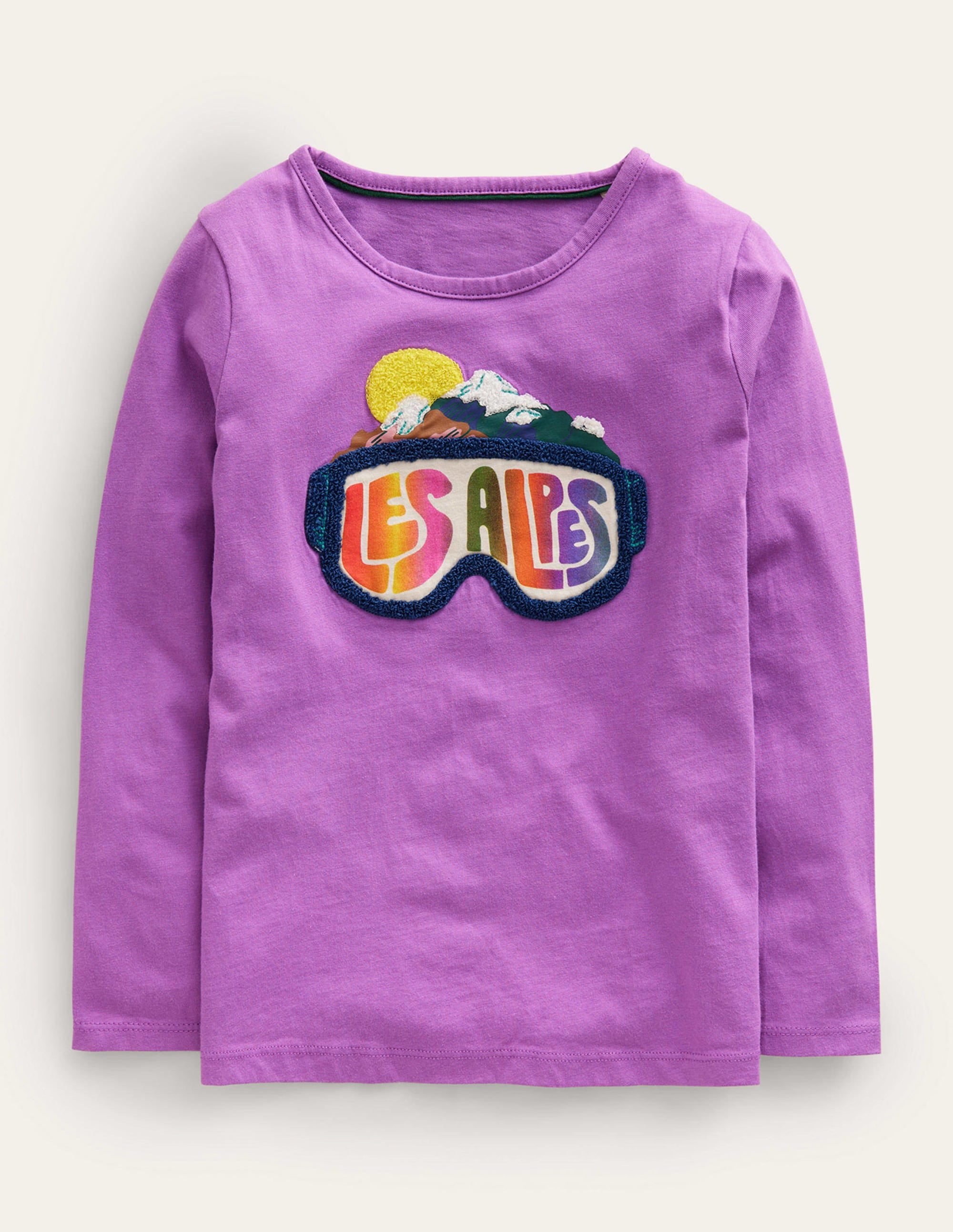 Logo-T-Shirt aus Bouclé-Blauregen-Lila Les Alpes - Image 1