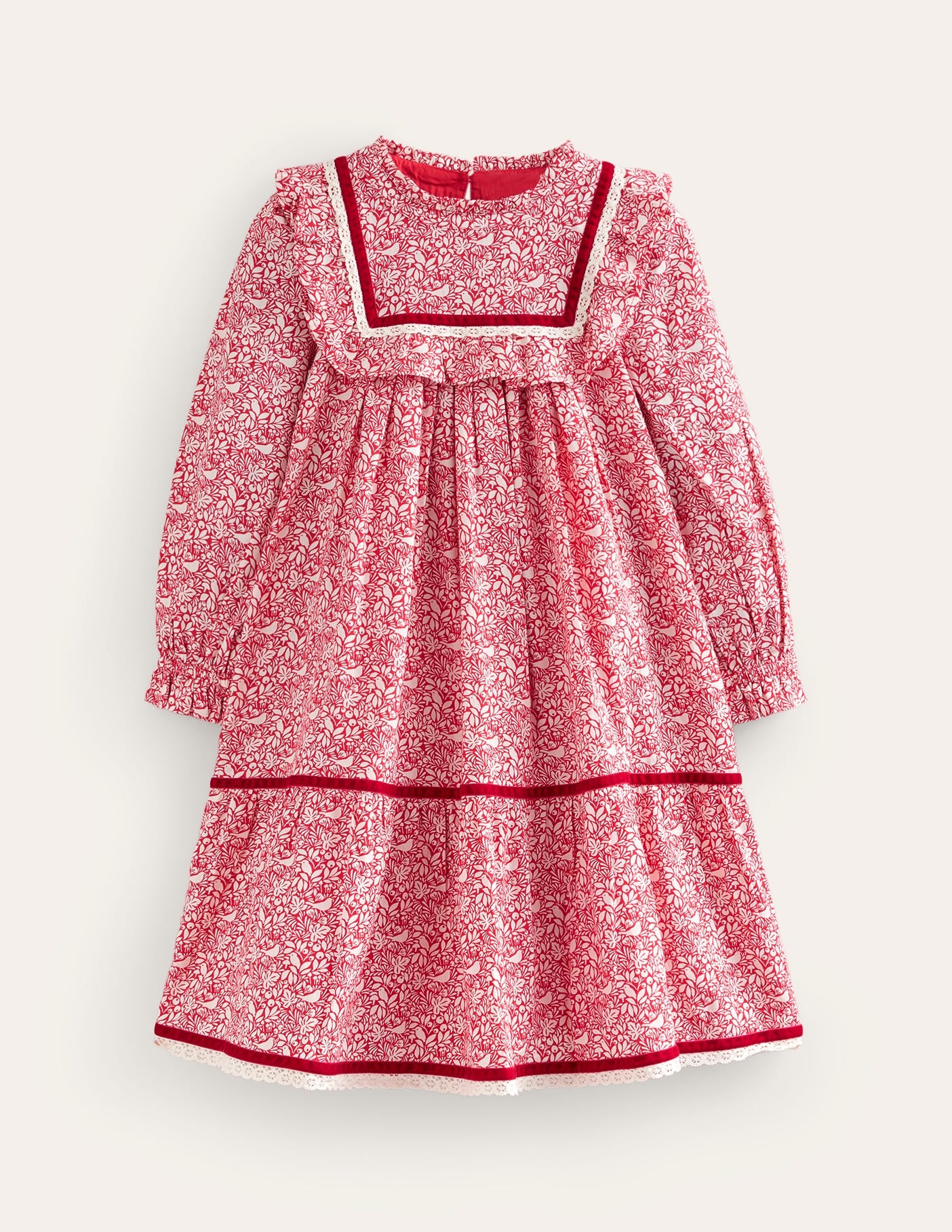 Nostalgisches Kleid mit Spitzenbesatz-Rockabilly-Rot Rotkehlchen - Image 1