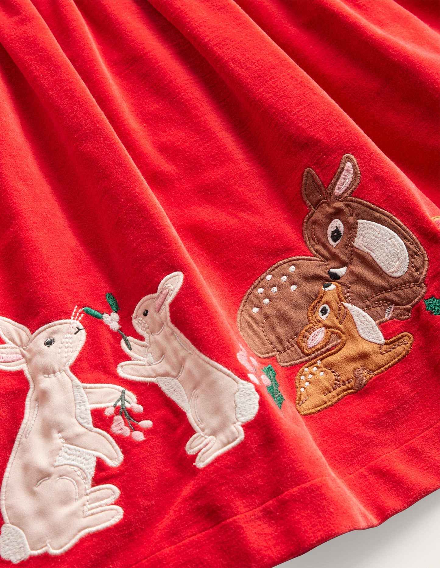 Gesmoktes Samtkleid mit Applikation-Rockabilly-Rot