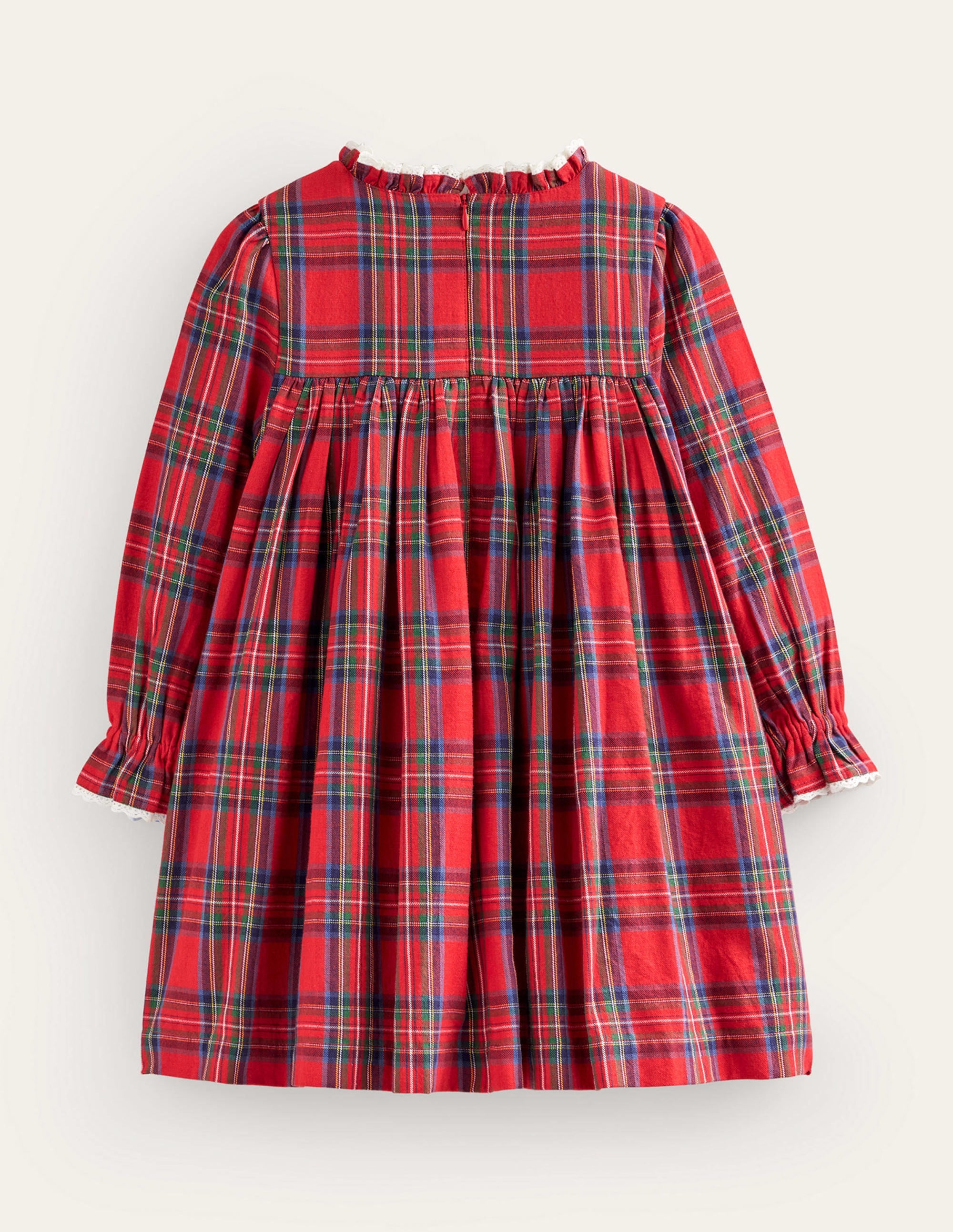 Gesmoktes Kleid mit klassischem Karomuster-Rot / Blau Kariert - Image 2