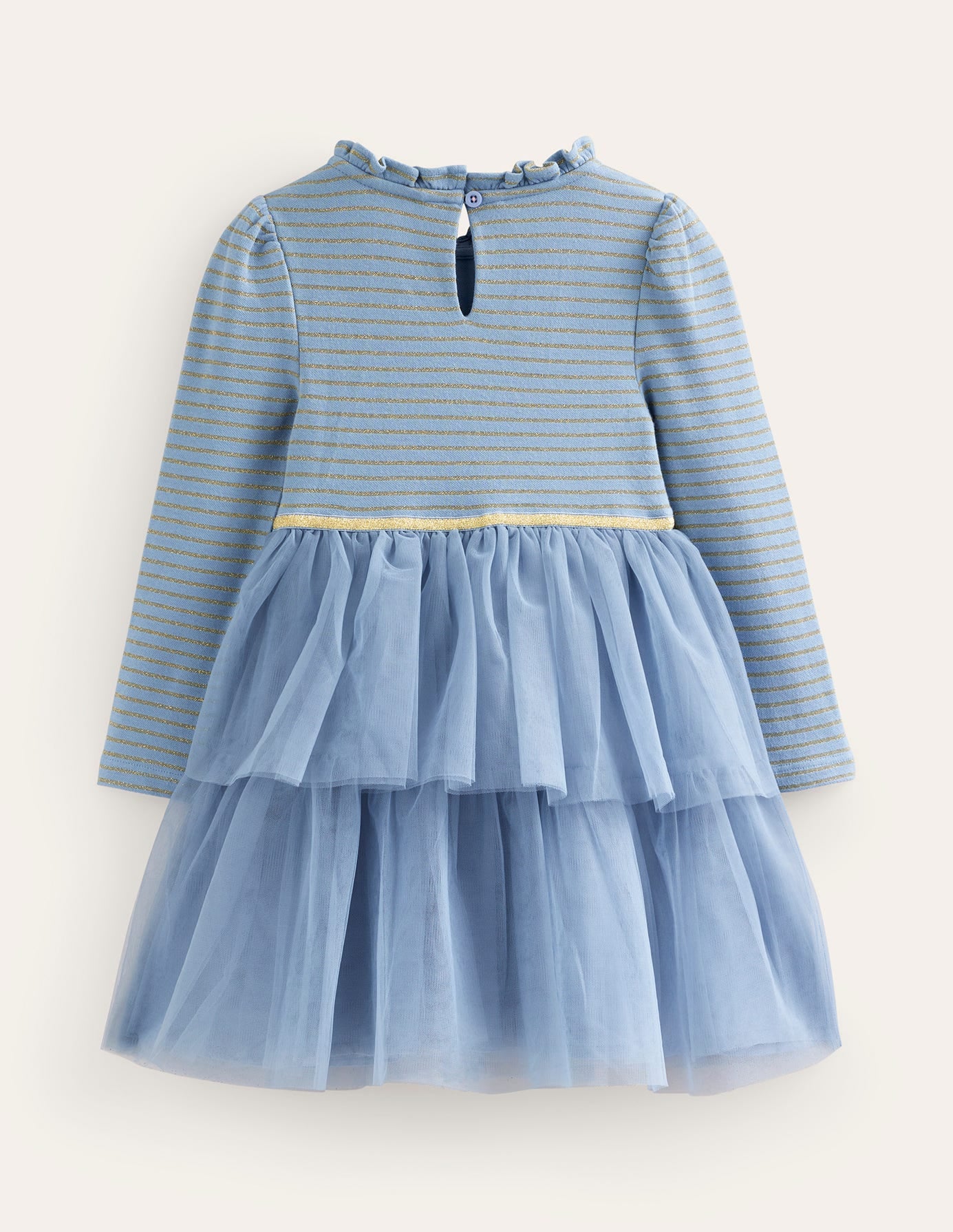 Kleid aus einer Jersey-Tüll-Mischung-Kieselblau - Image 2