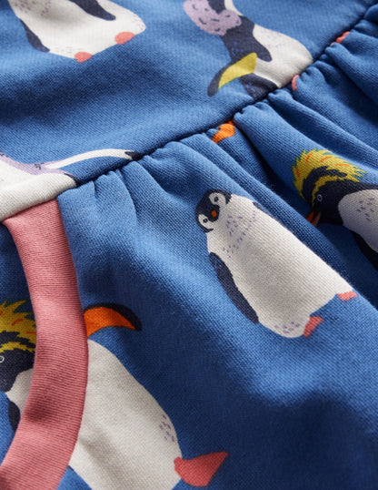 Gemütliches Sweatshirt-Kleid mit Muster-Delftblau Pinguin-3