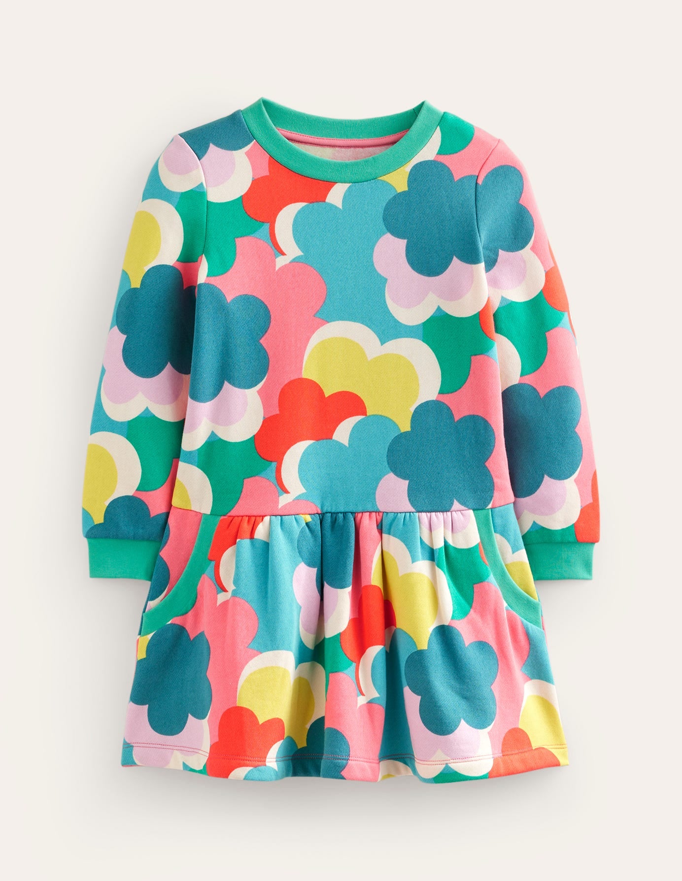 Gemütliches Sweatshirt-Kleid mit Muster-Bunt Regenbogen-Wolken - Image 1