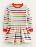 Gemütliches Sweatshirt-Kleid mit Muster-Bunt Gestreift