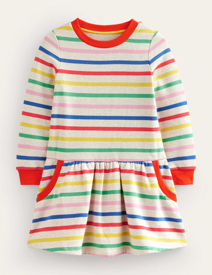 Gemütliches Sweatshirt-Kleid mit Muster-Bunt Gestreift