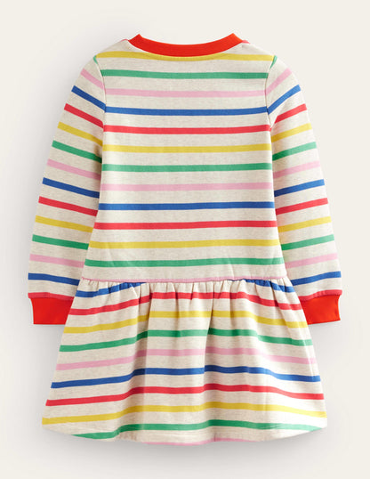 Gemütliches Sweatshirt-Kleid mit Muster-Bunt Gestreift