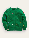 Cardigan de Noël à pompons-Vert viridien