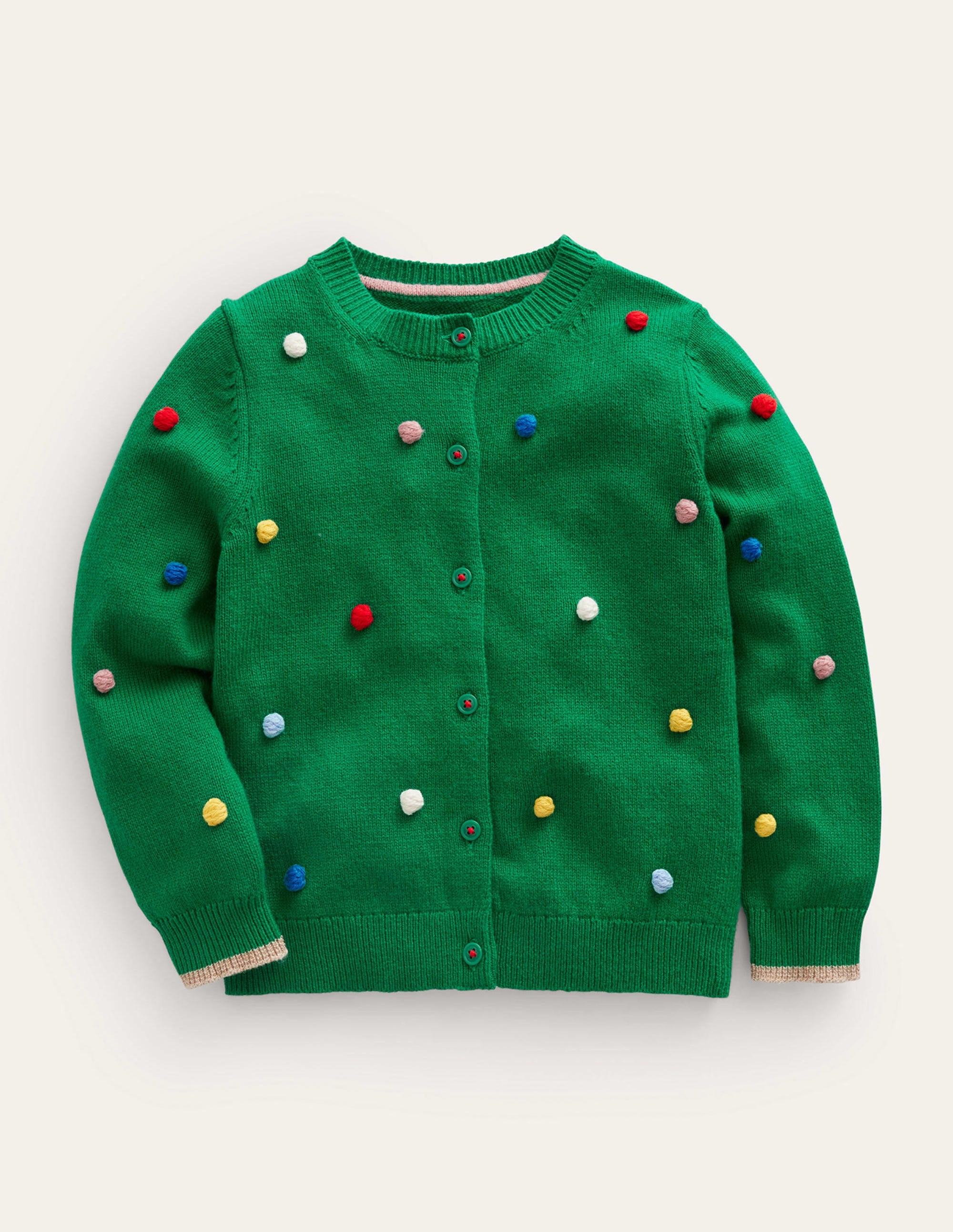 Cardigan de Noël à pompons-Vert viridien - Image 1