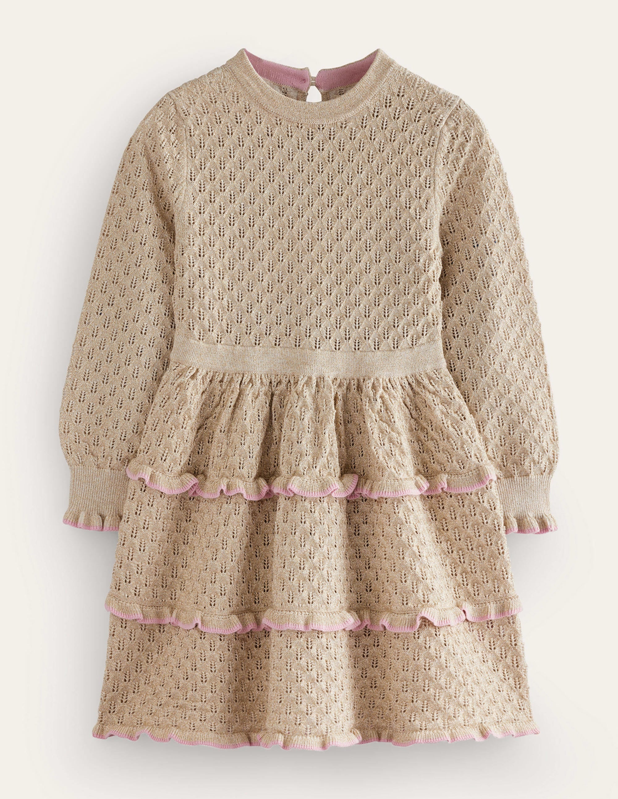 Robe étincelante en maille-Doré - Image 1