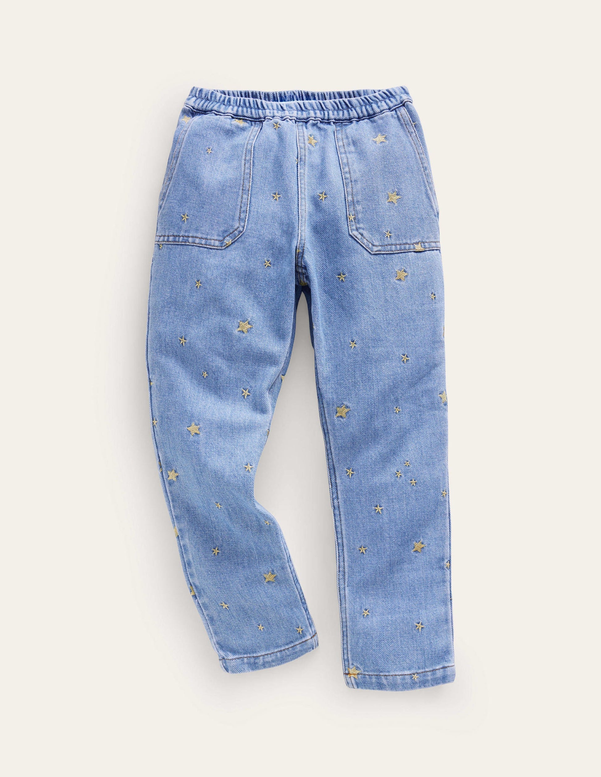 Denim Pull-on Jean-Mid Vintage Star Embroidery-1