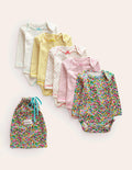 Blumige Bodys im 5er-Pack-Bunt, Vintage-Blumenbeet