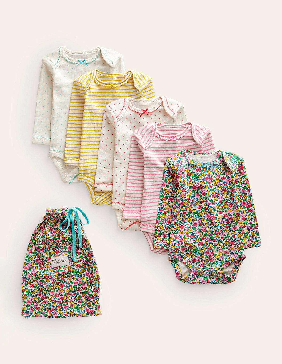 Blumige Bodys im 5er-Pack-Bunt, Vintage-Blumenbeet - Image 1