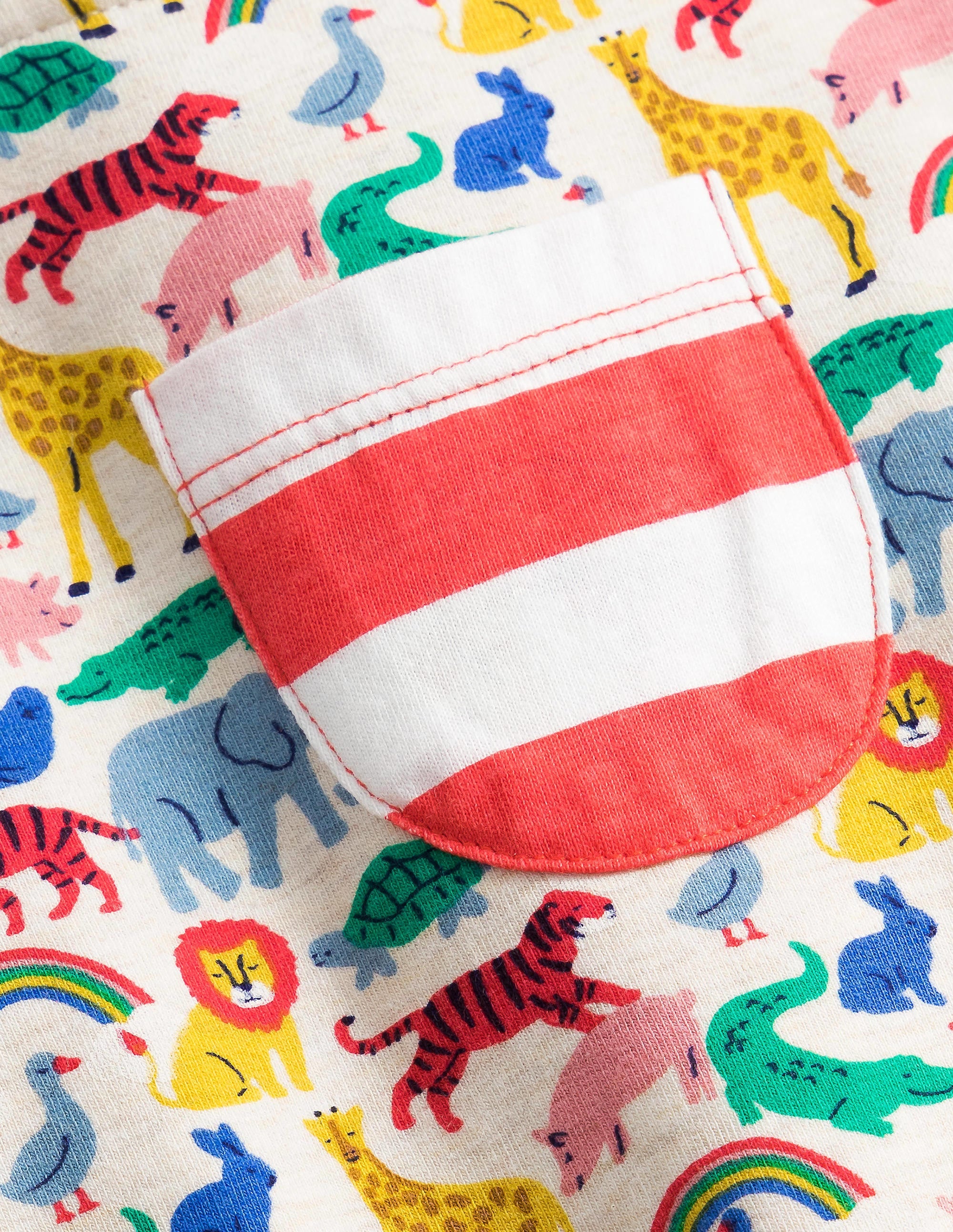 Ensemble avec salopette en jersey-Micro-animaux avoine chiné - Image 3