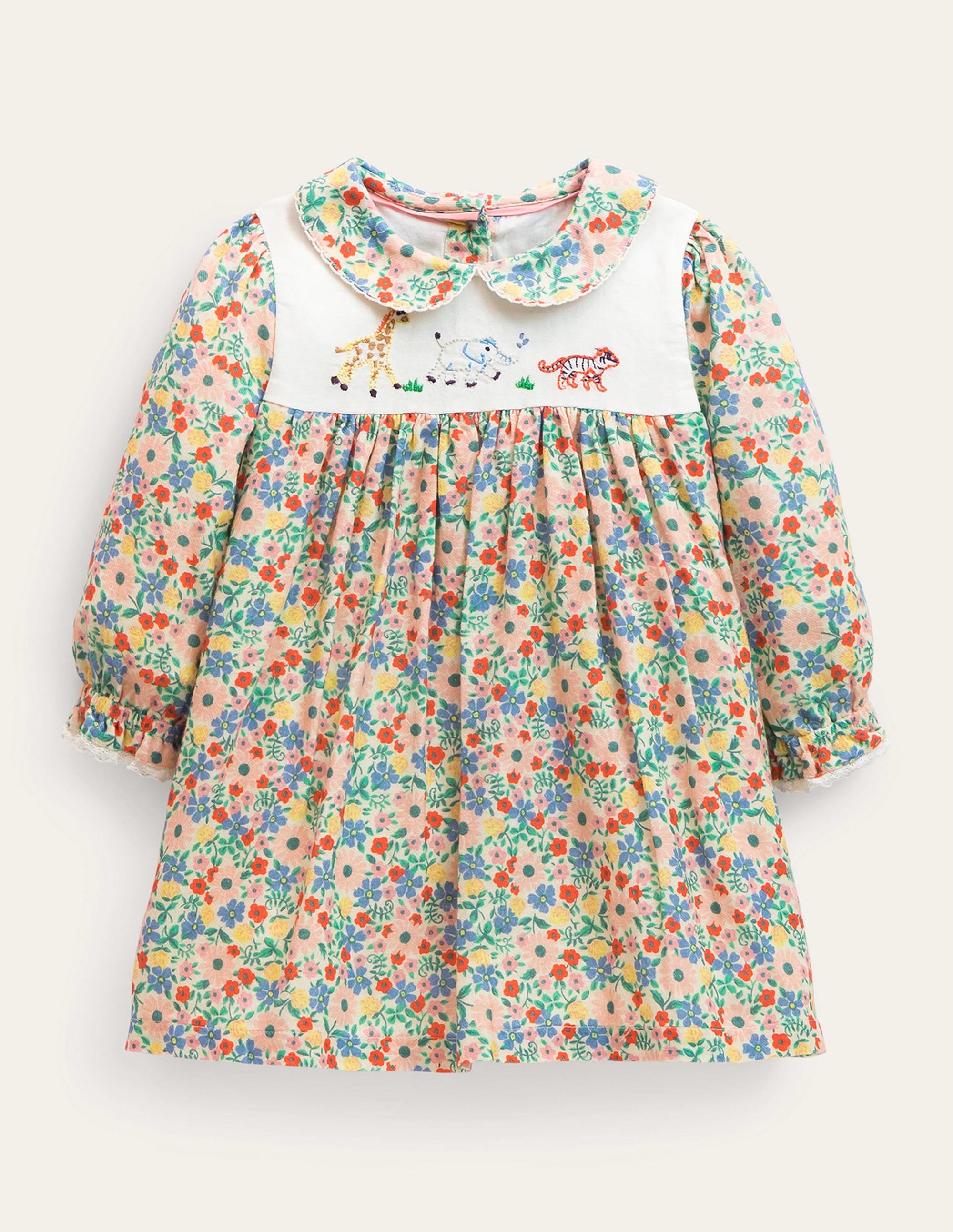 Robe à col brodé-Motif floral gousse de vanille - Image 1