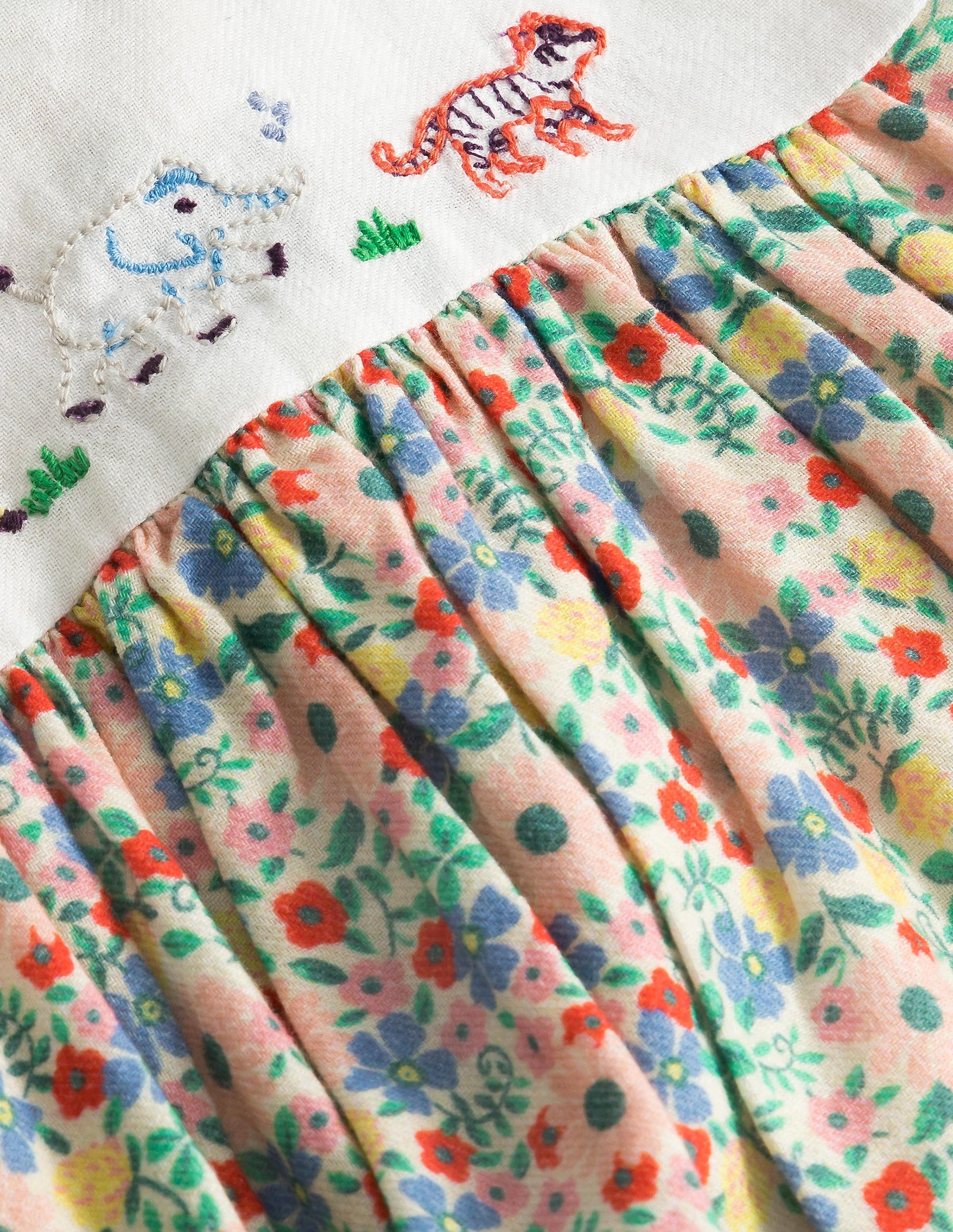 Robe à col brodé-Motif floral gousse de vanille - Image 3