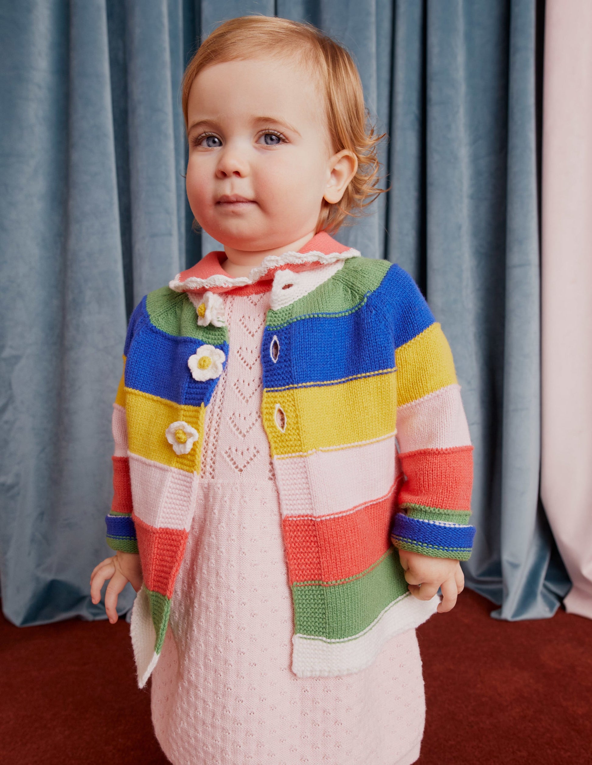 Robe en maille à manches bouffantes-Rose boto-4