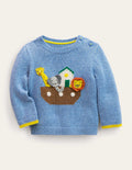 Pull fun en maille-Bleu Brunnera
