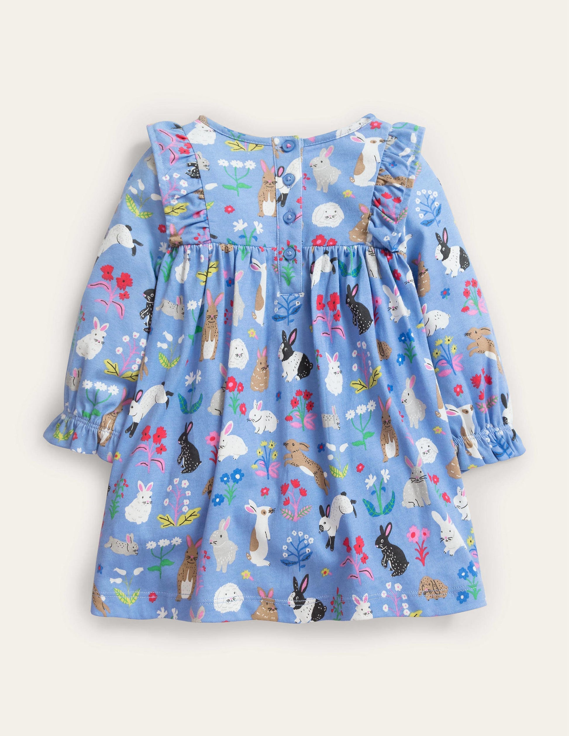 Gemustertes Jerseykleid-Himmelblau, Häschen-2