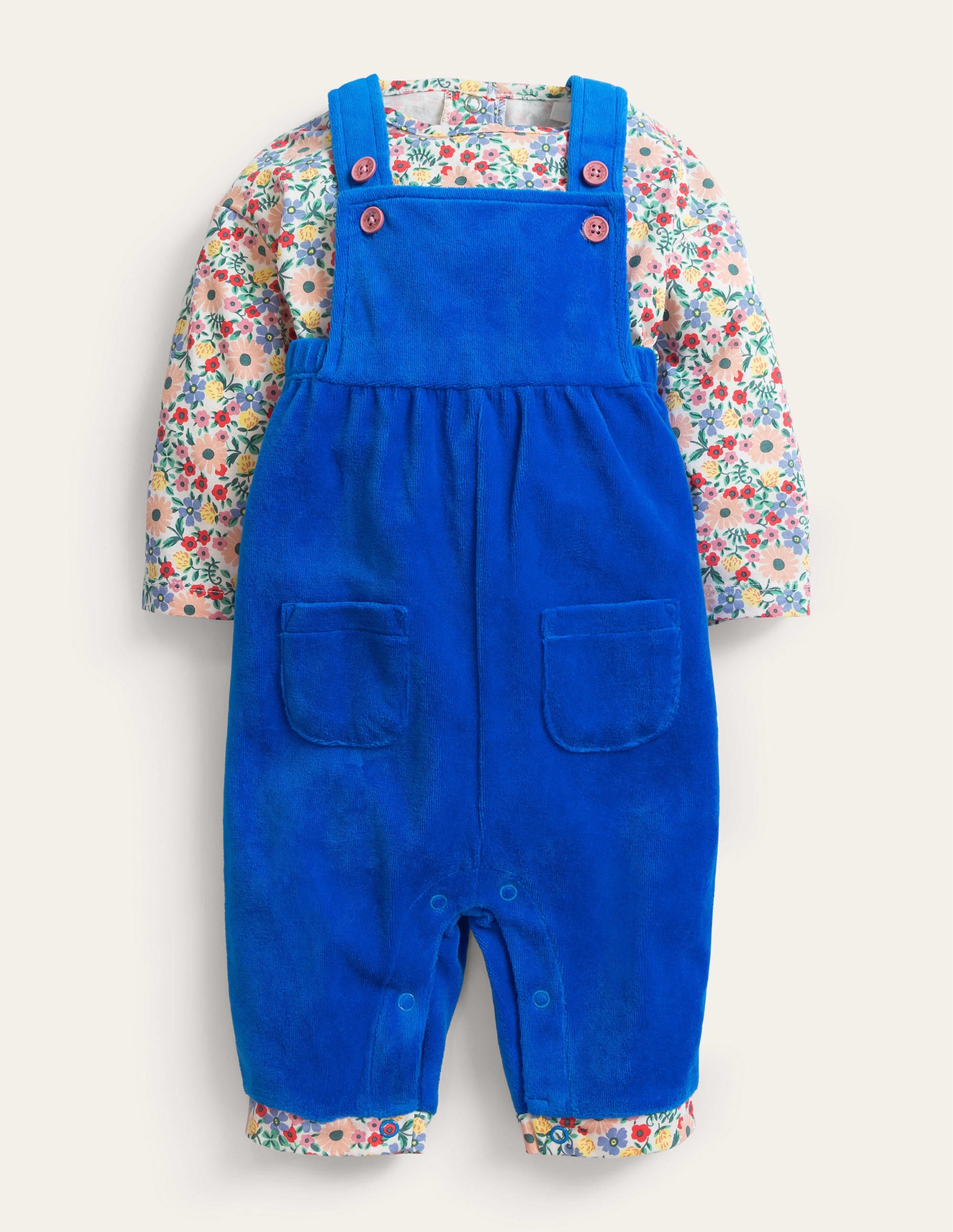 Velour Dungaree Set-Multi Fossil Floral - Image 1