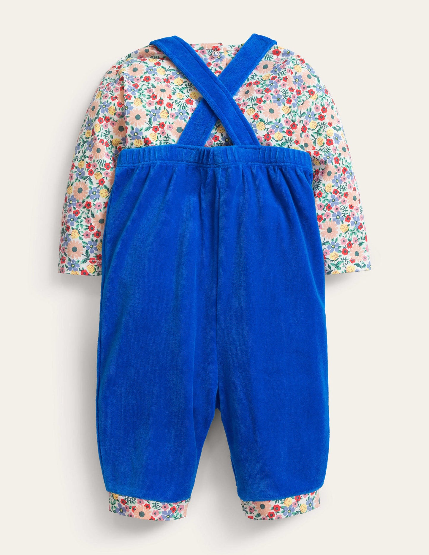 Velour Dungaree Set-Multi Fossil Floral