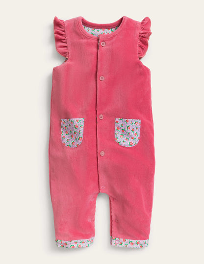 Strampler aus Cord mit Jerseyfutter-Wüstenrose