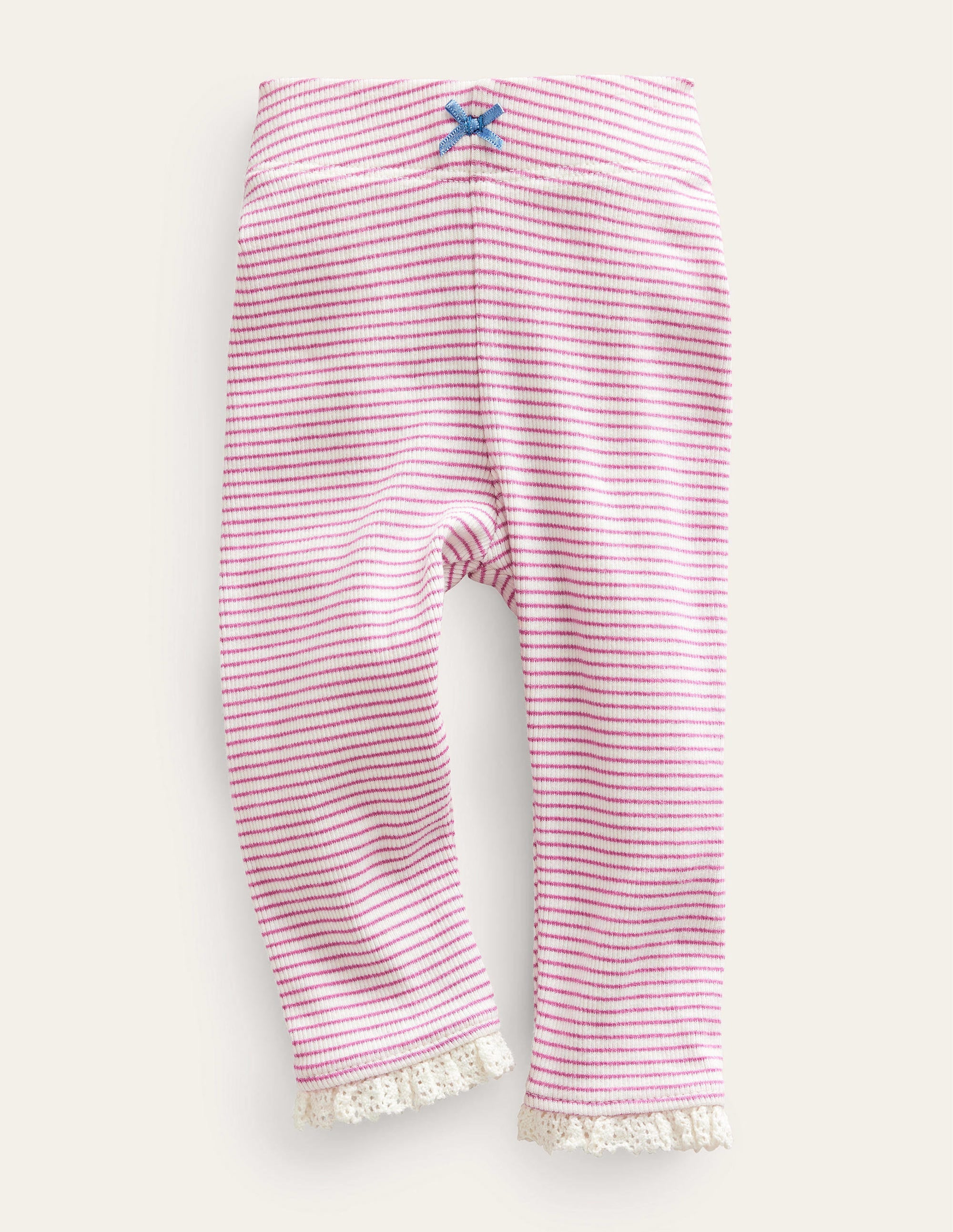 Legging côtelé en dentelle-Ivoire/rose - Image 1