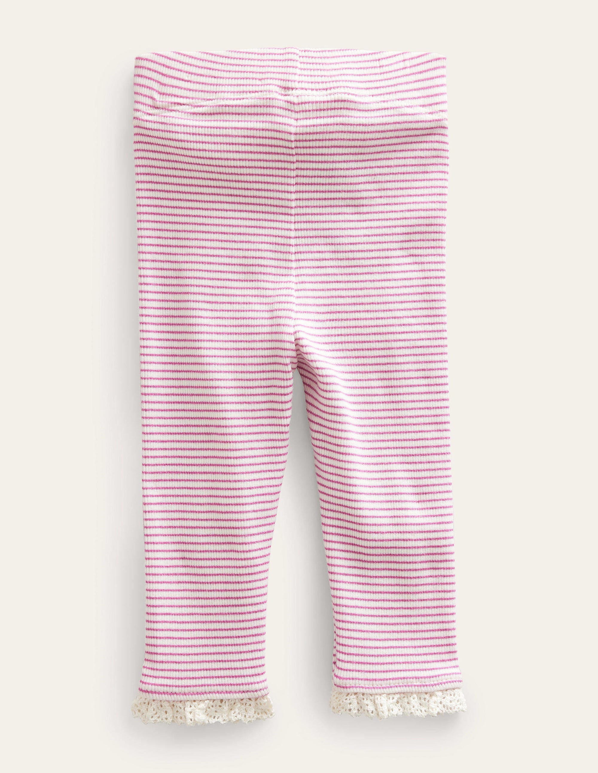 Legging côtelé en dentelle-Ivoire/rose - Image 2