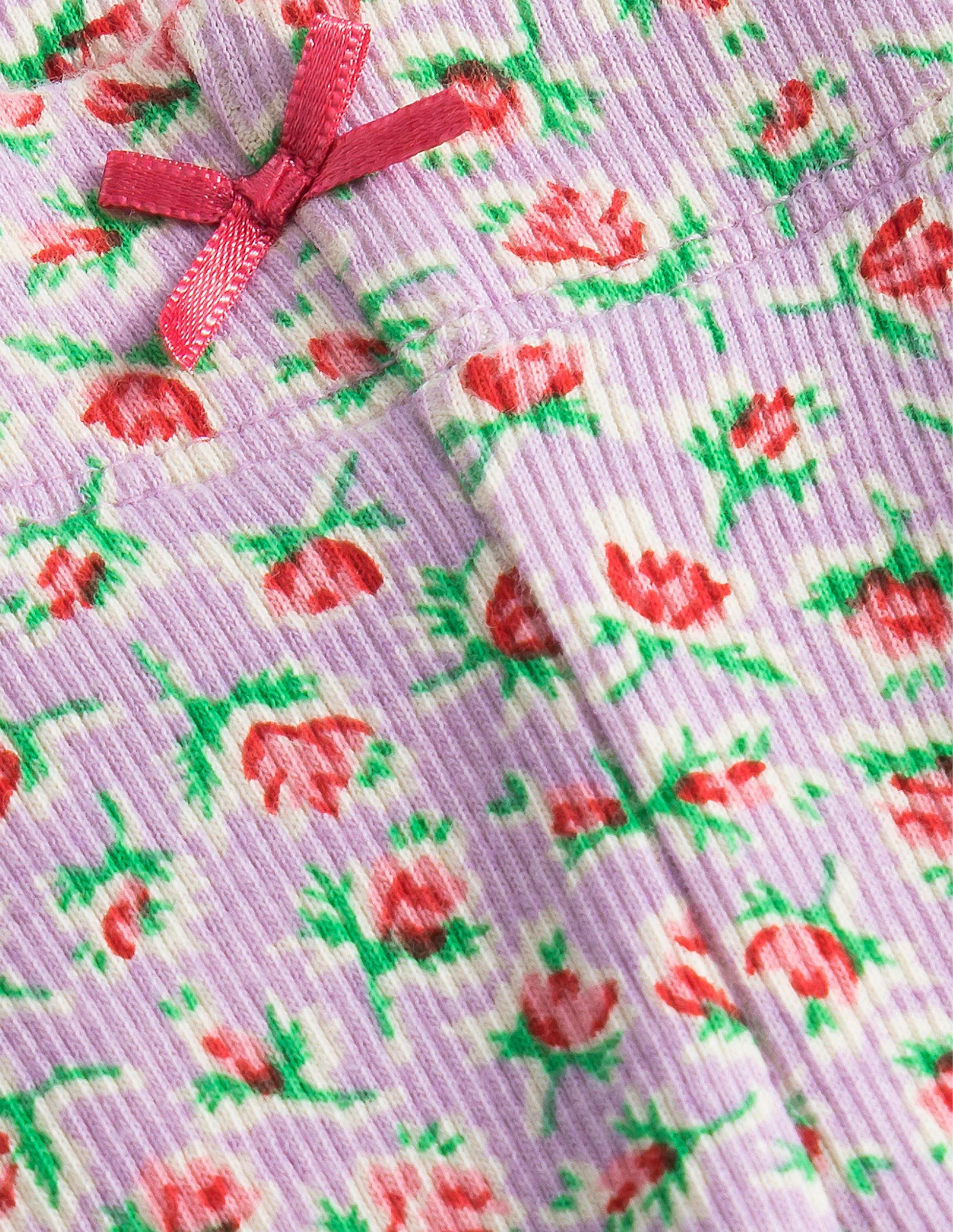 Gerippte Leggings mit Spitze-Fliederrosa, Vintage-Blumen-3