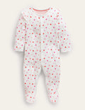 GOTS Frill Sleeve Sleepsuit-Ivory Confetti Hearts