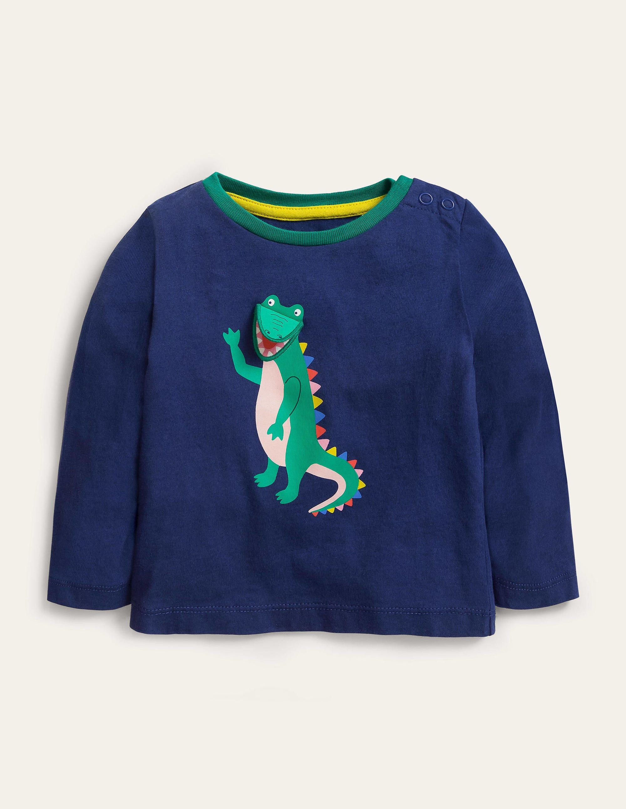 T-Shirt mit Aufklappmotiv-Segelblau, Krokodil - Image 1