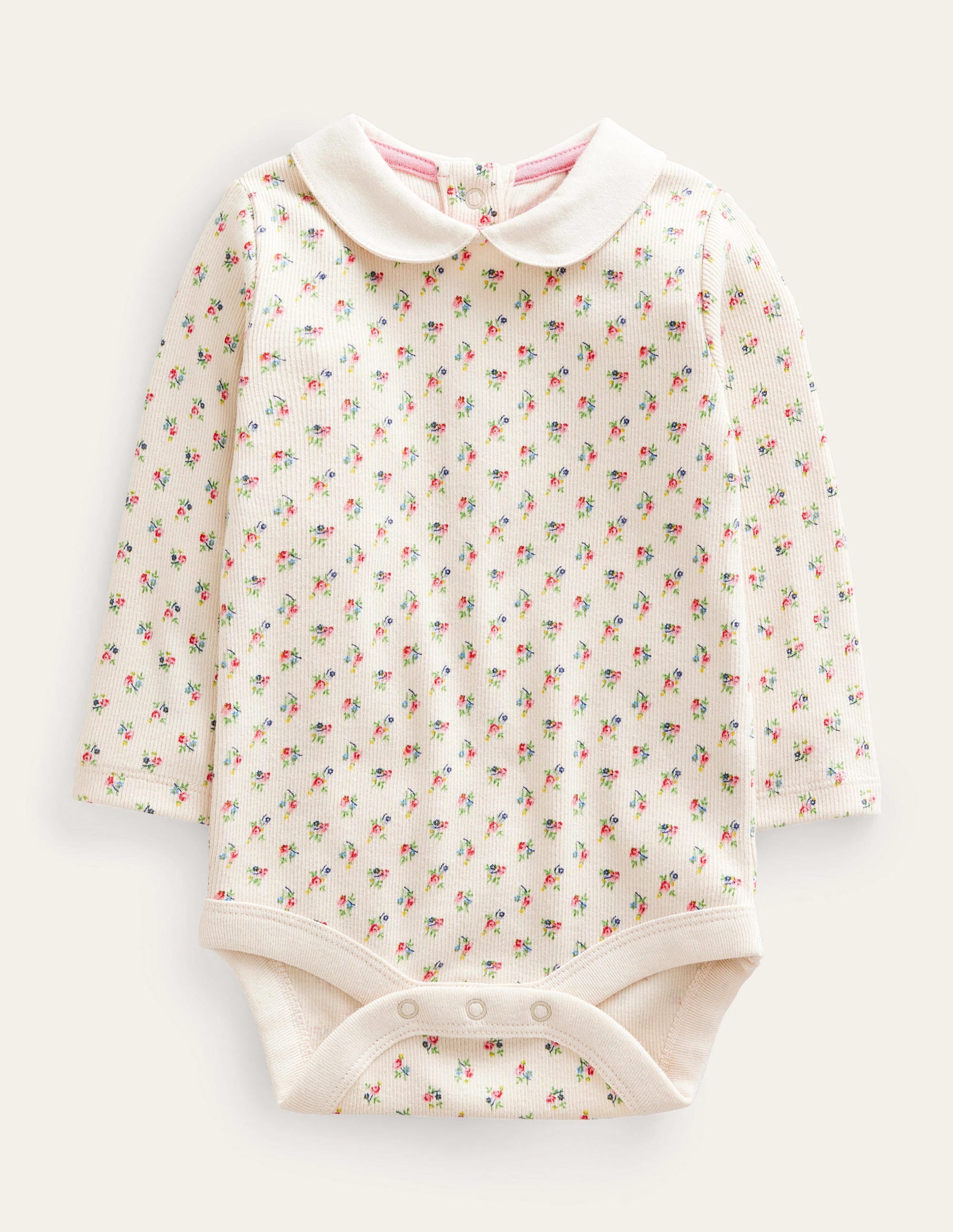 Rippstrick-Body-Vanille, Kleine Knospen - Image 1