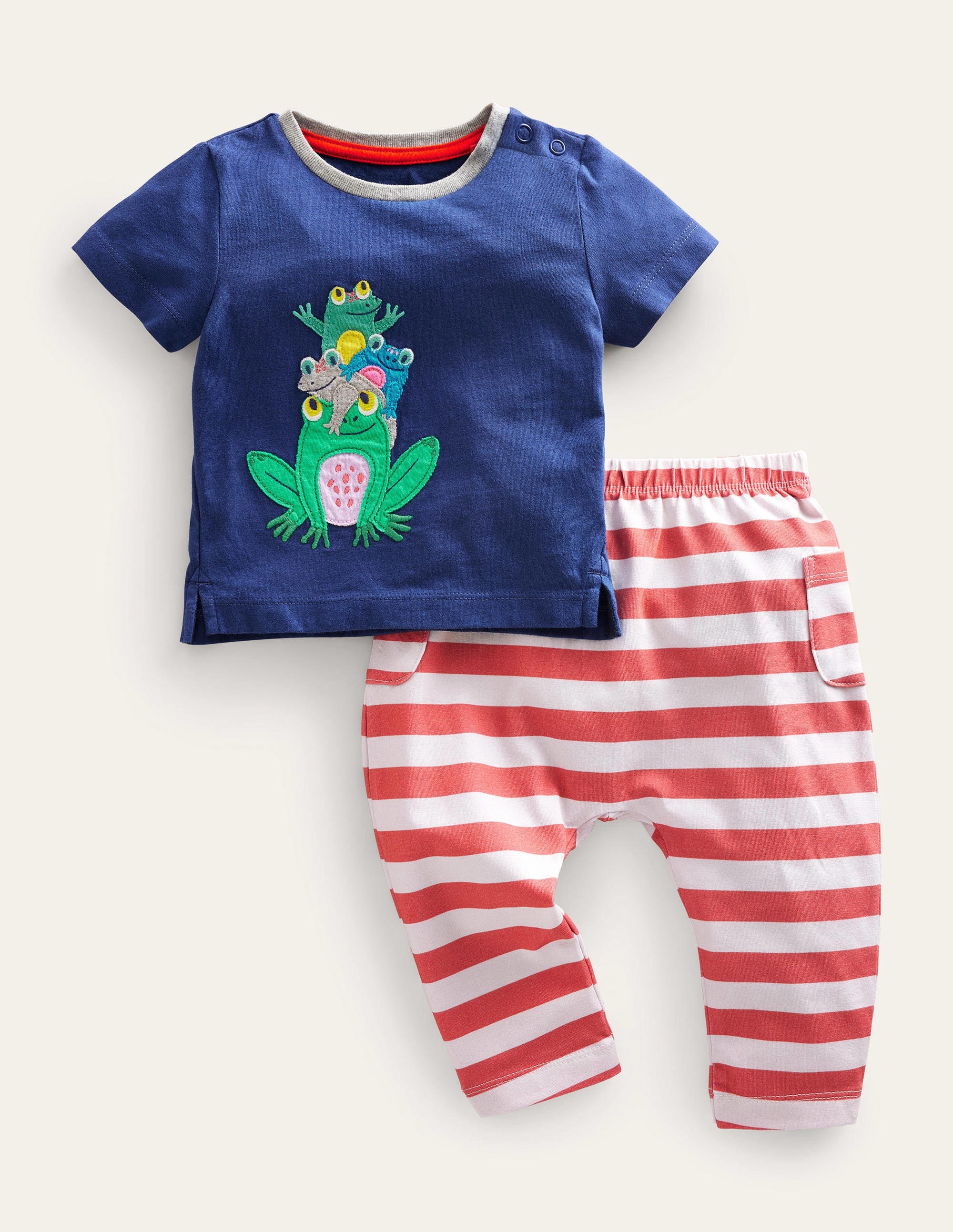 Ensemble top et bas à appliqué-Grenouille bleu marine - Image 1