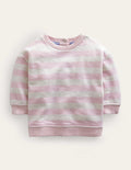 Gestreiftes Sweatshirt-Hellbeige/Rosa