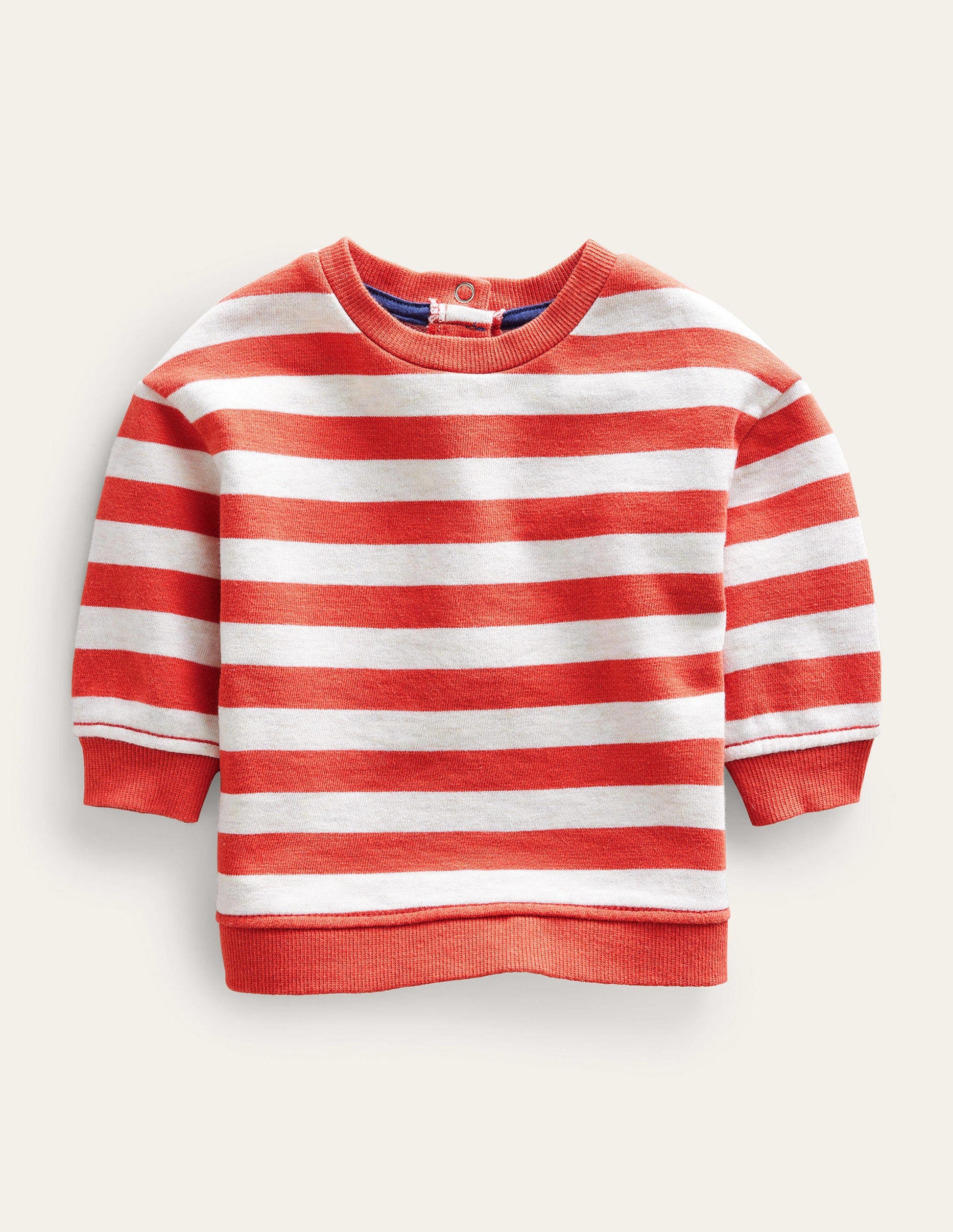 Gestreiftes Sweatshirt-Hellbeige/Rot-1