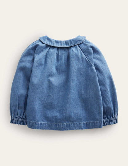 Chambray Collar Top-Mid Chambray