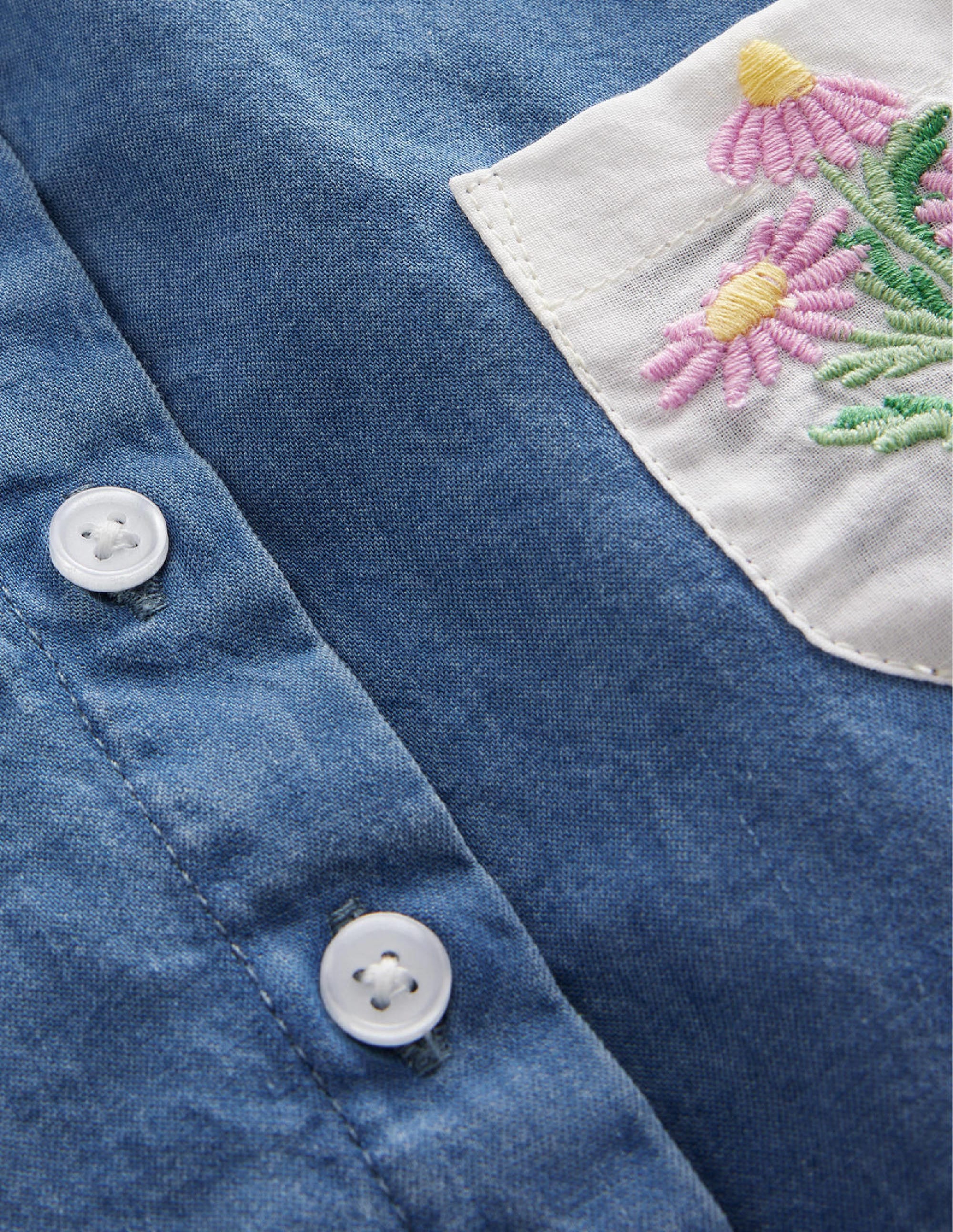 Top à col en chambray-Chambray moyen - Image 3