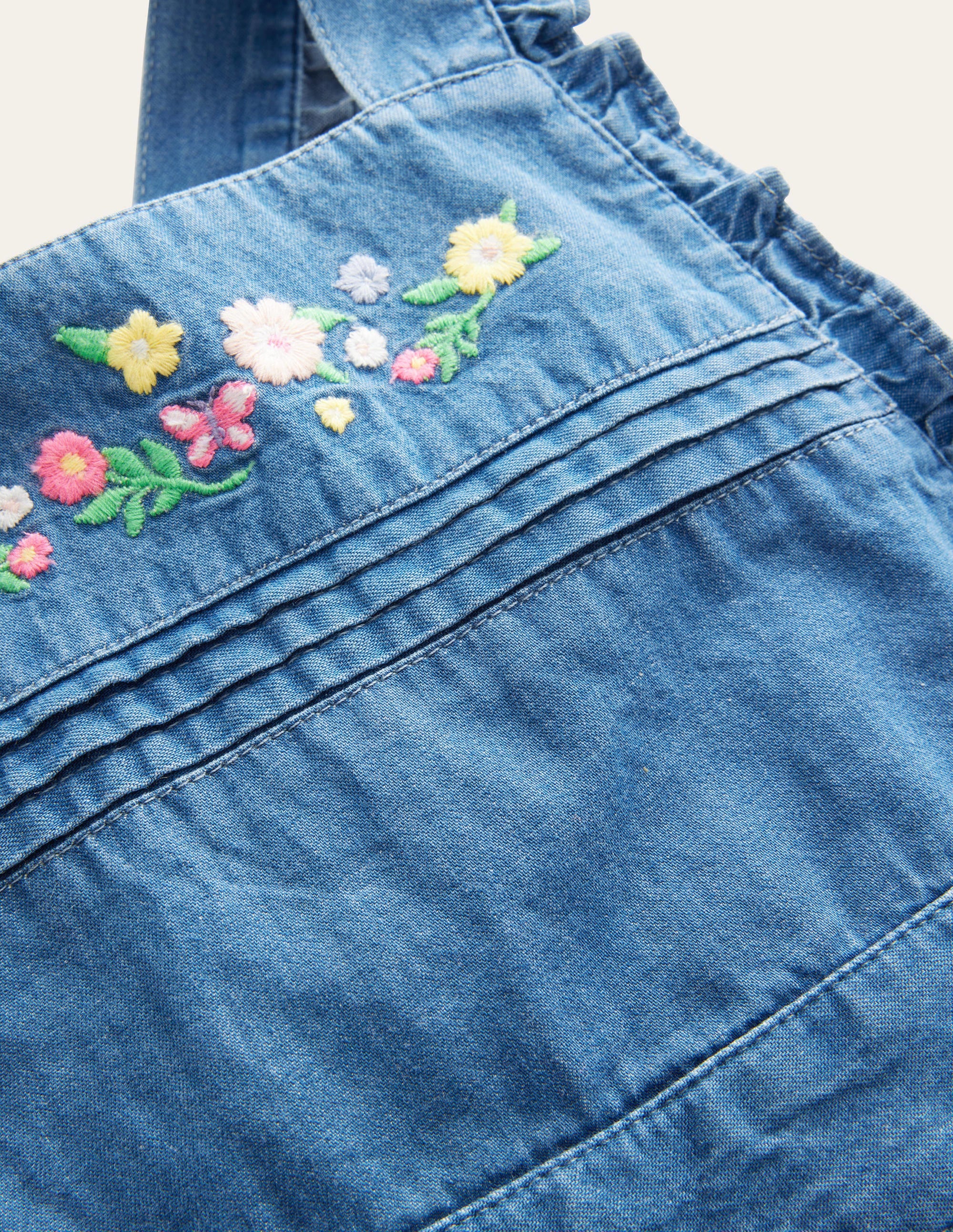 Salopette tissée et brodée-Chambray moyen - Image 3