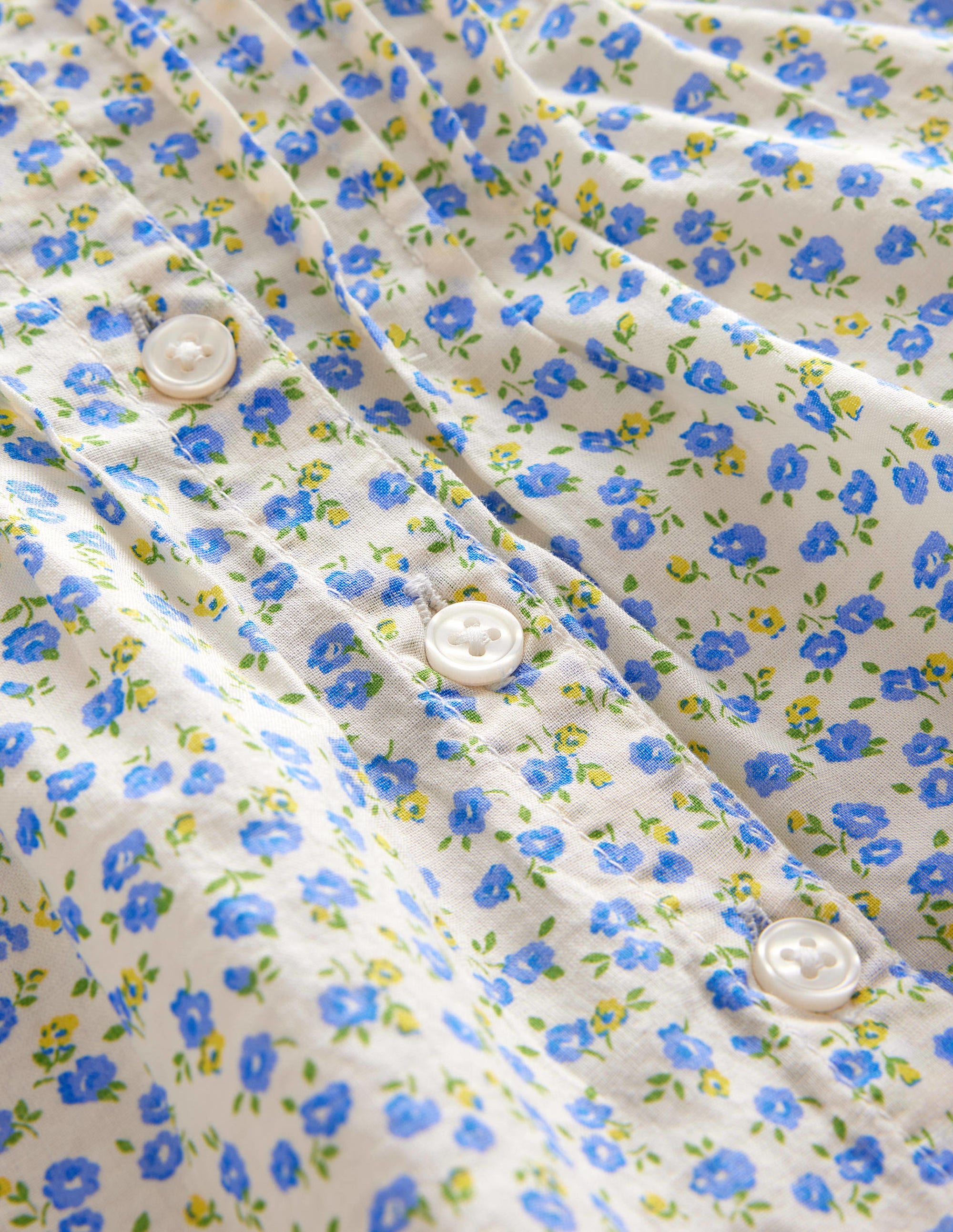 Ensemble rétro tissé-Motif floral bleu panorama - Image 3