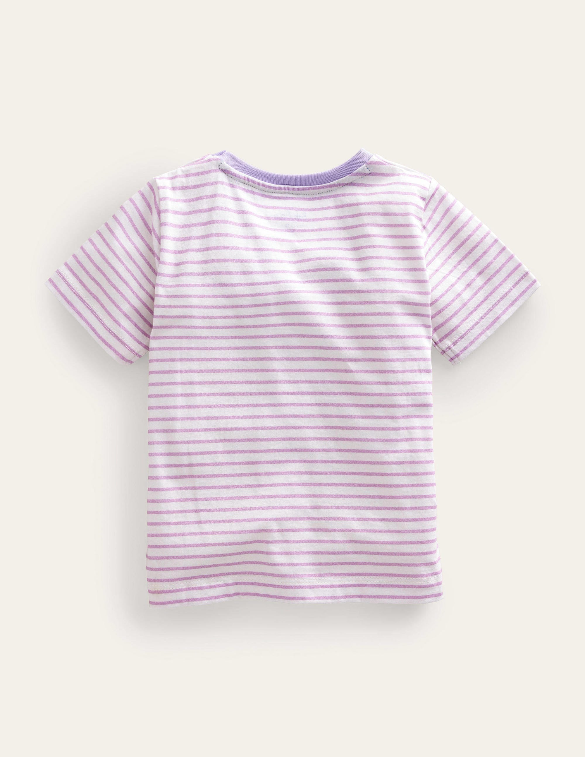 T-Shirt mit aufgestickter Grafik-Naturweiß/Zartes Lavendellila, Smile - Image 2
