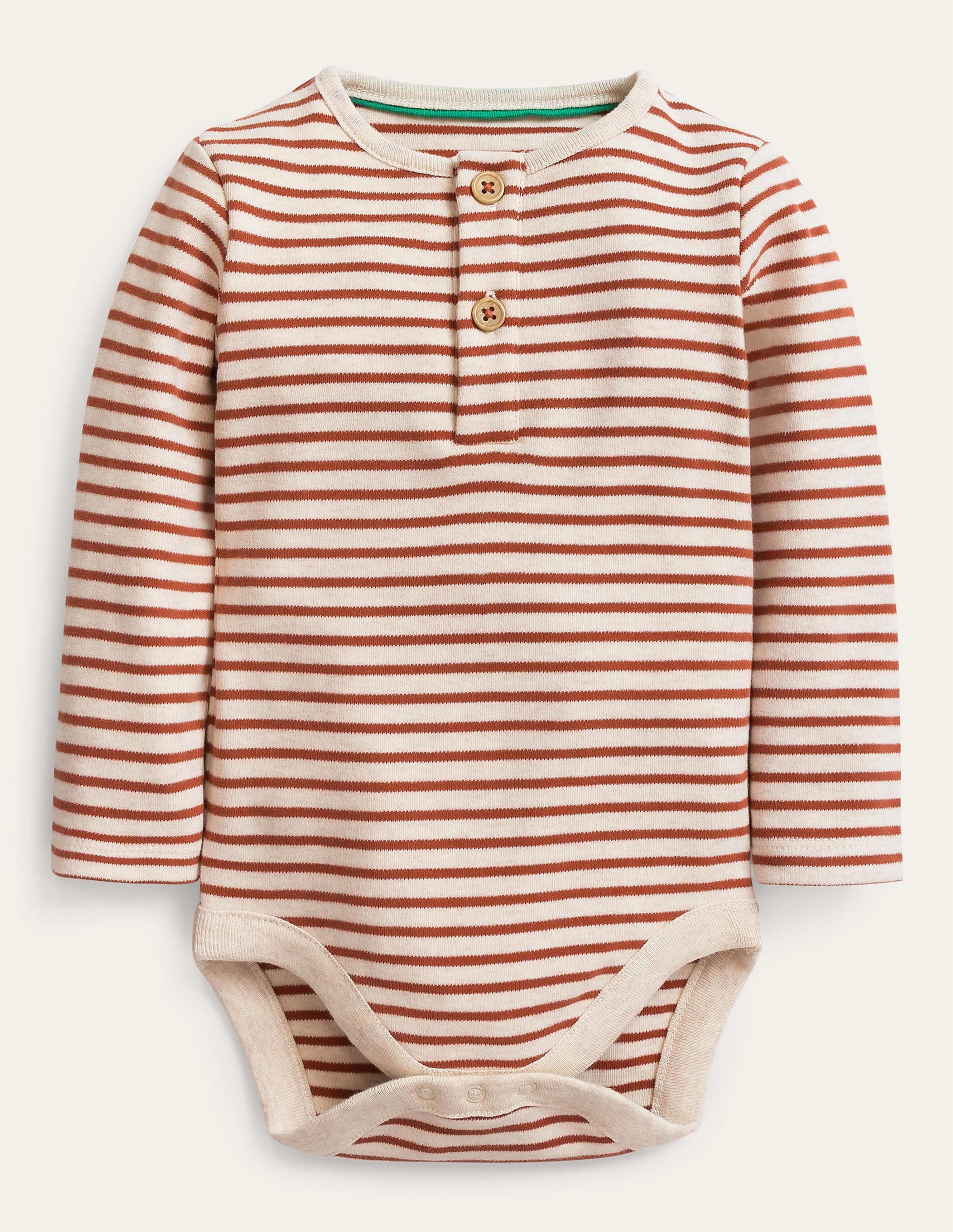 Gemütlicher Henley-Body-Hellbeige/Kastanienbraun - Image 1