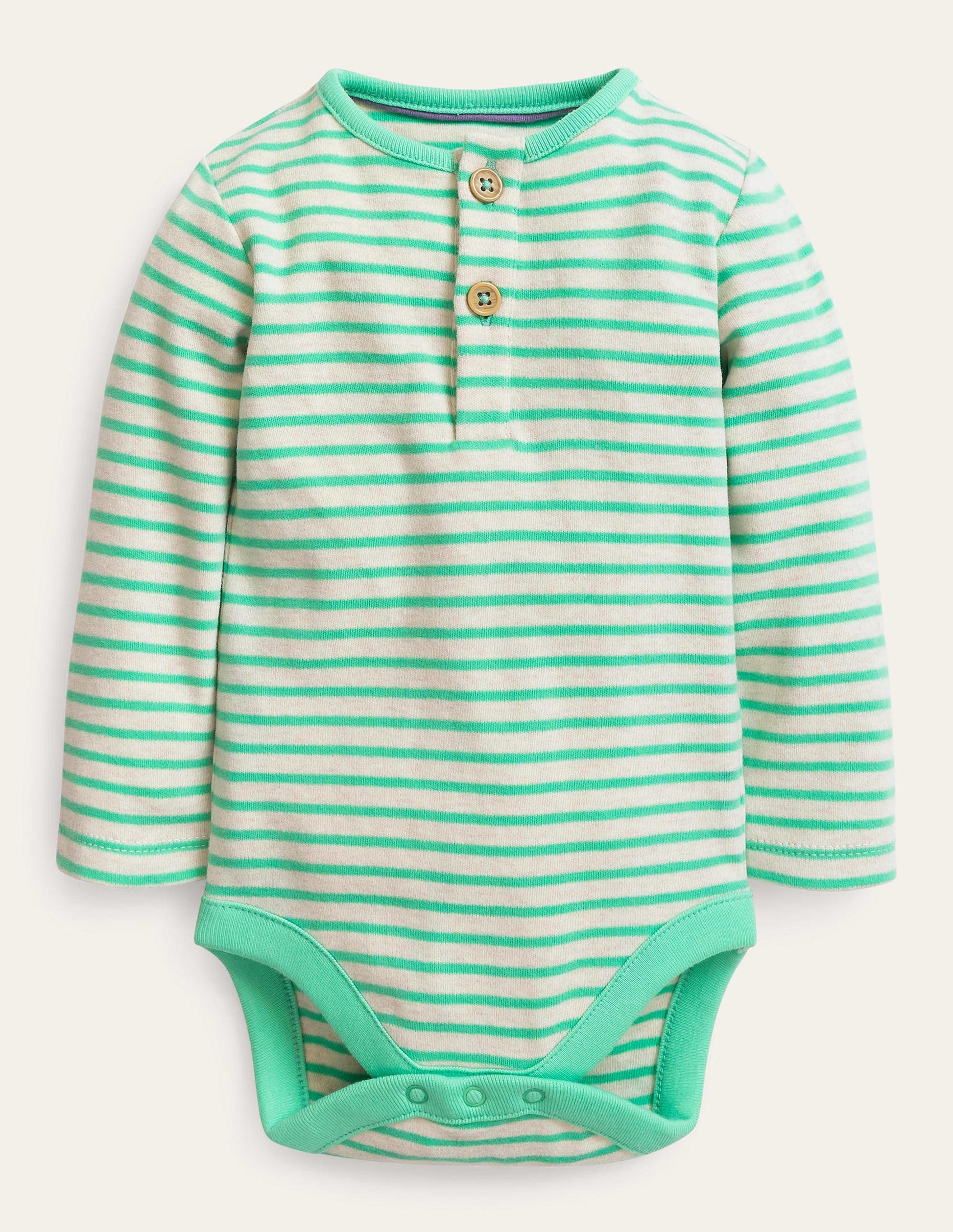 Gemütlicher Henley-Body-Hellbeige/Ozeangrün-2