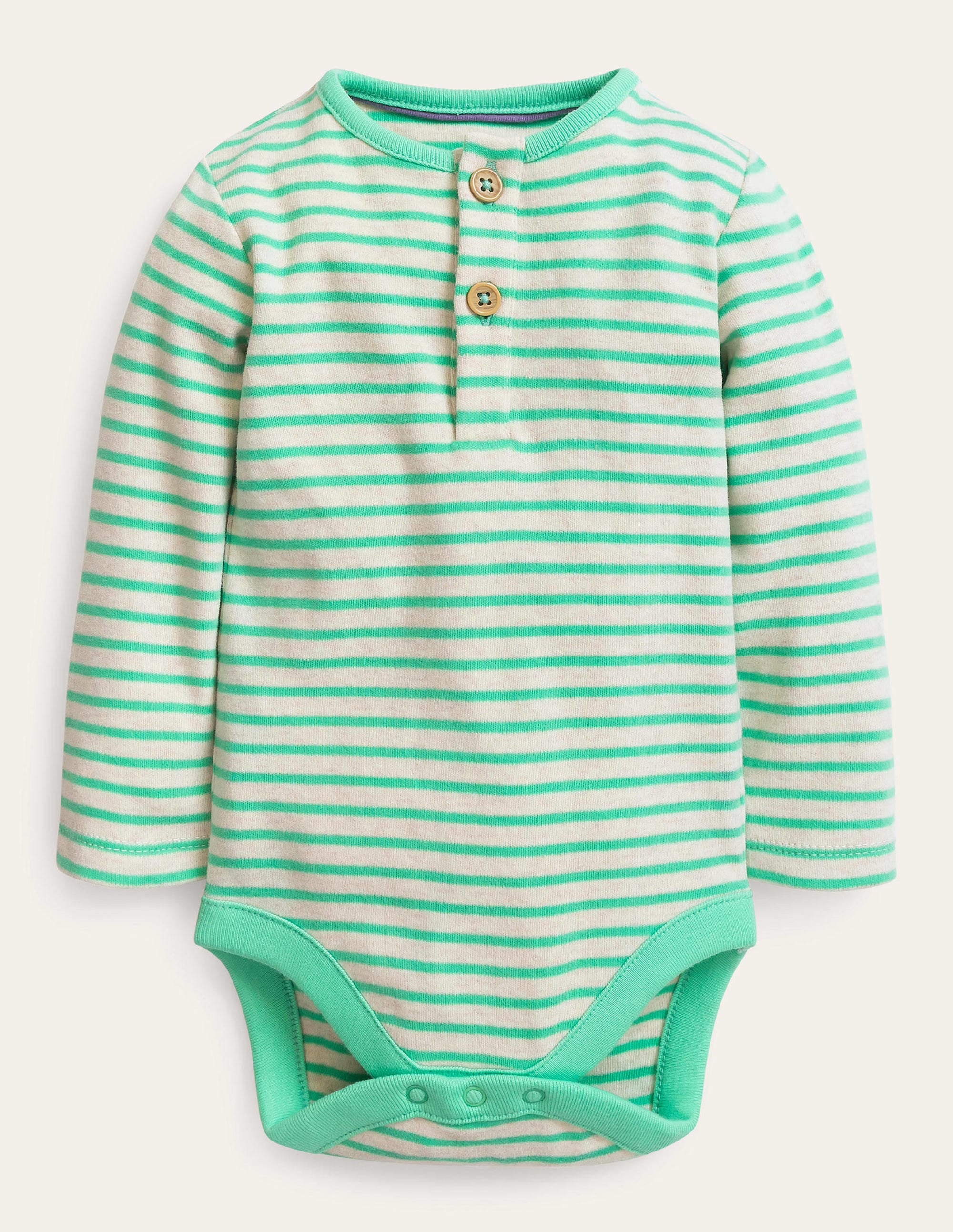Gemütlicher Henley-Body-Hellbeige/Ozeangrün - Image 2