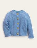 Chunky Textured Cardigan-Dusty Blue Marl