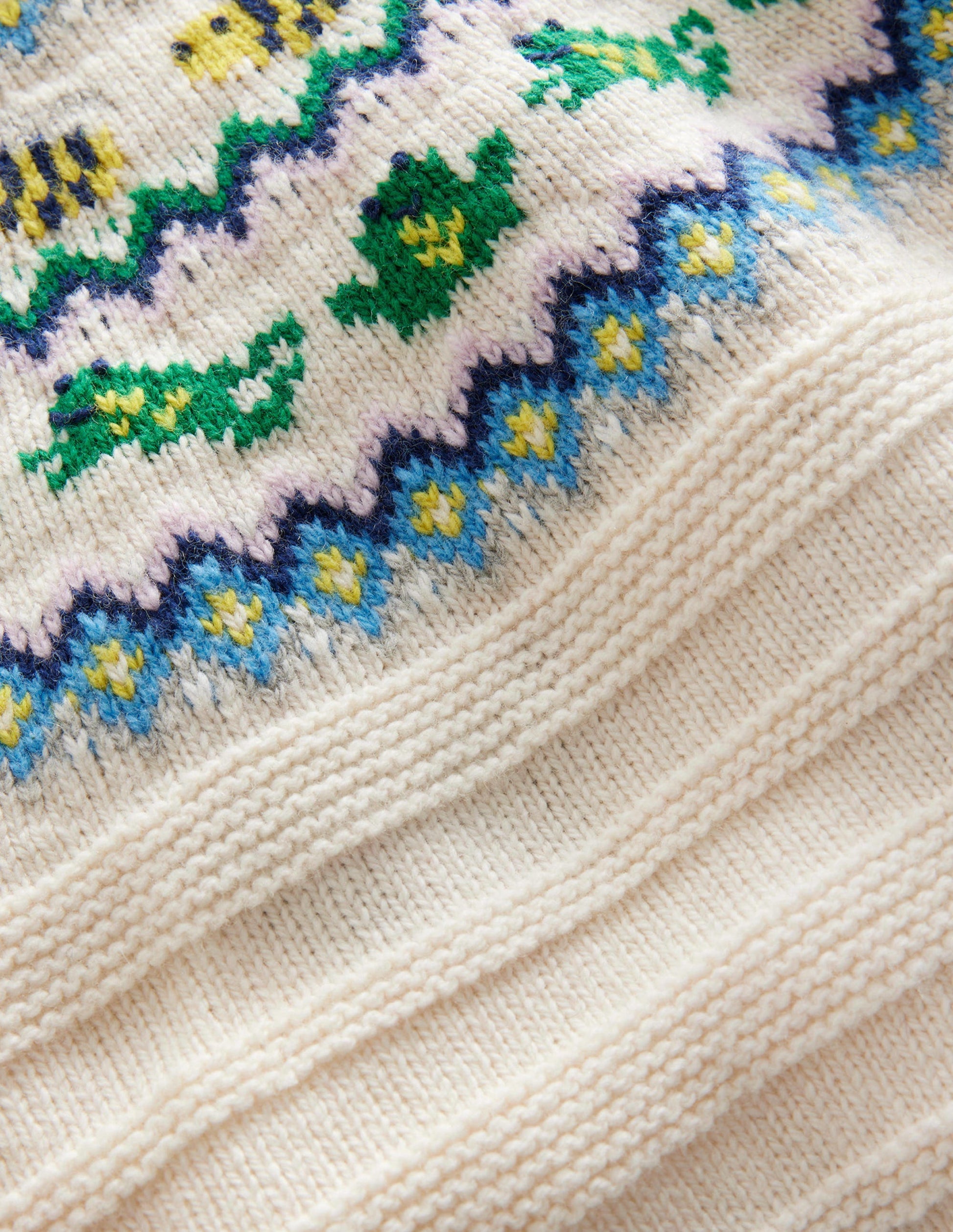 Pull motif jacquard-Grenouilles avoine chiné-3
