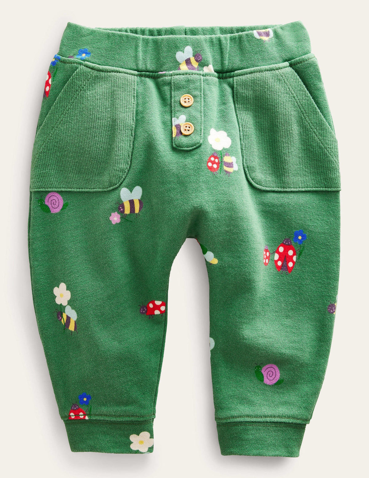 Printed Jersey Bottoms-Deep Grass Green Bugs-1