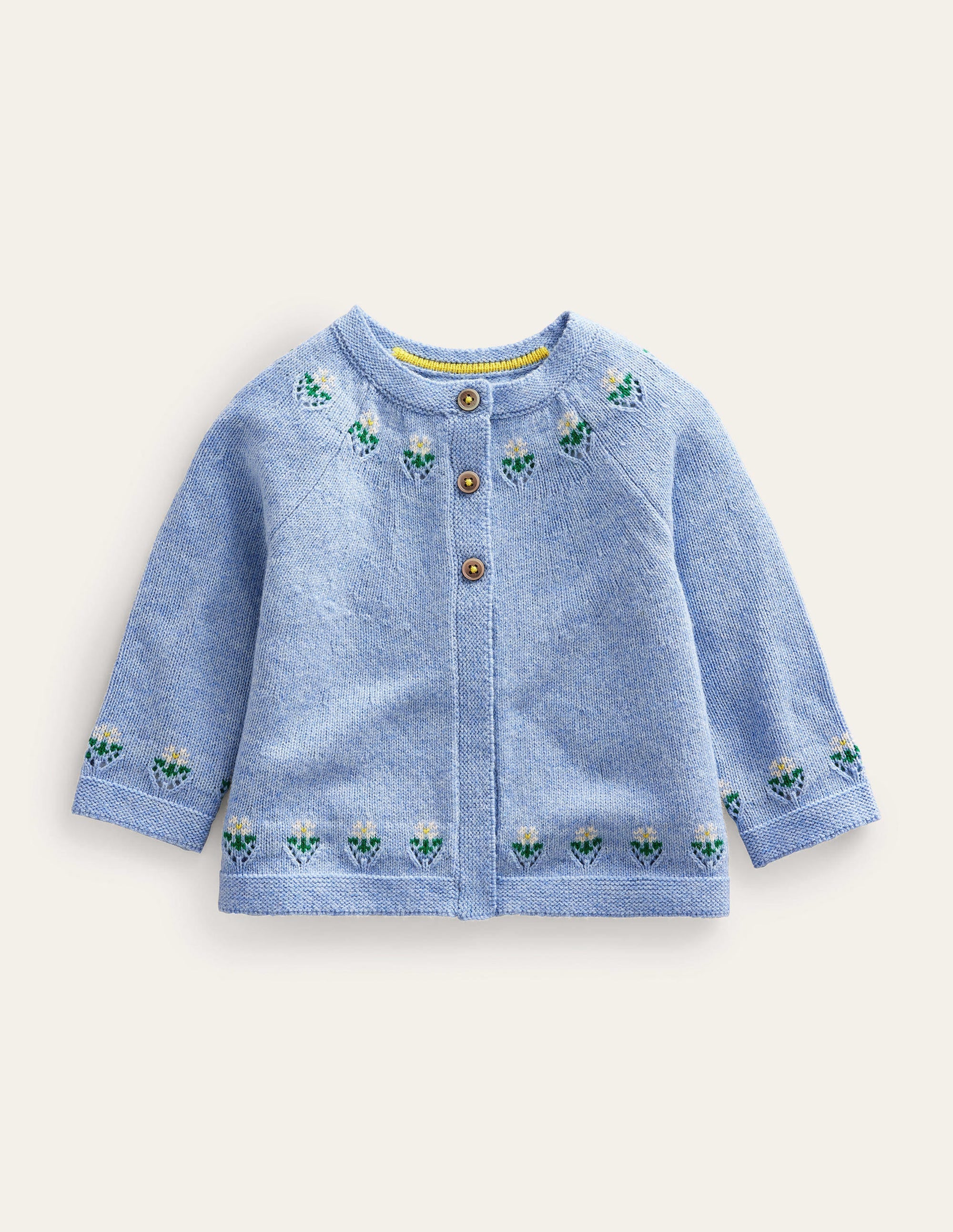 Cardigan mit Blumenstickerei-Vergissmeinnichtblau - Image 1